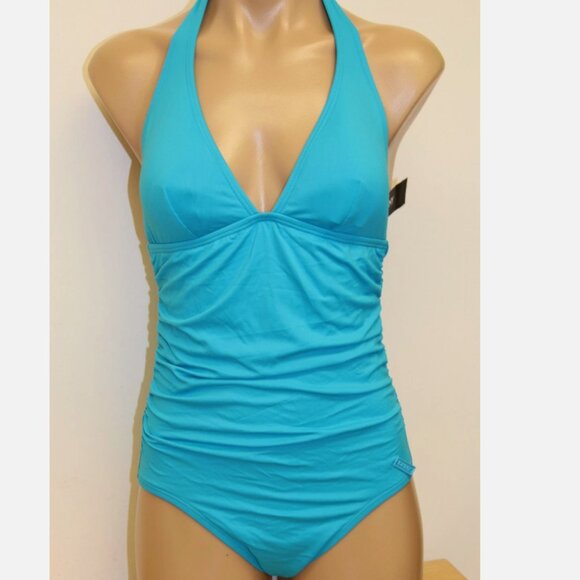 New DKNY Donna Karan Swimsuit 1 one piece size 8 Capri Halter - Picture 1 of 4